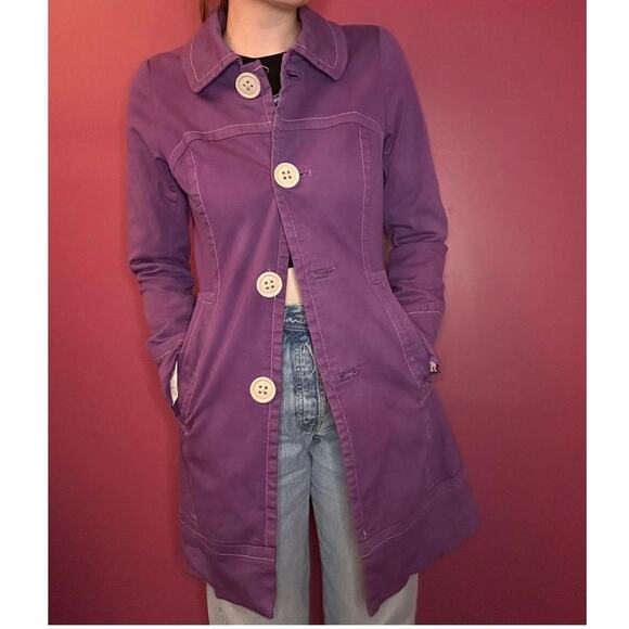 H&M Purple Button Up Long Jacket - Picture 2 of 8
